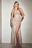 Cinderella Divine CD254 Glitter Cowl Prom Gown - CHAMPAGNE / 2 - Dress