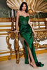 Cinderella Divine CD282 Floral Applique Prom Dress - EMERALD GREEN / 2 - Dress