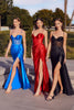 Cinderella Divine CD285 Slit Evening Gown - BLACK / 2 - Dress