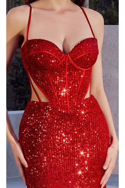 LA Merchandise LAR288 Sequin Cut Out Gown - Dress