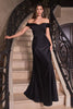 Cinderella Divine CD325 Off Shoulder Simple Satin Bridesmaids Gown - BLACK / 4 - Dress