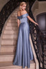 Cinderella Divine CD325 Off Shoulder Simple Satin Bridesmaids Gown - Dress