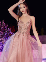 Cinderella Divine CD874 Embellished A-line Formal Pageant Gown