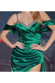 Cinderella Divine CD875 Cold Shoulder Satin Gown - Dress