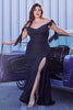 Cinderella Divine CD943 Plus Size Off Shoulder Bridesmaids Evening Gown - BLACK / 18 - Dress