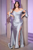 Cinderella Divine CD943 Plus Size Off Shoulder Bridesmaids Evening Gown - DUSTY BLUE / 18 - Dress