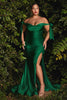 Cinderella Divine CD943 Plus Size Off Shoulder Bridesmaids Evening Gown - EMERALD / 18 - Dress