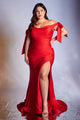 Cinderella Divine CD943 Plus Size Off Shoulder Bridesmaids Evening Gown - RED / 18 - Dress