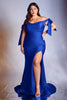 Cinderella Divine CD943 Plus Size Off Shoulder Bridesmaids Evening Gown - ROYAL / 18 - Dress