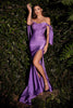 Cinderella Divine CD943 Sexy Stretchy Bow Straps Long Prom Dress - LILAC / 4 - Dress