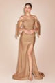 Cinderella Divine CD943C Plus Size Stretchy Bridesmaids Evening Gown - NUDE GOLD / 18 - Dress