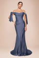 Cinderella Divine CD943C Plus Size Stretchy Bridesmaids Evening Gown - SMOKY BLUE / 18 - Dress