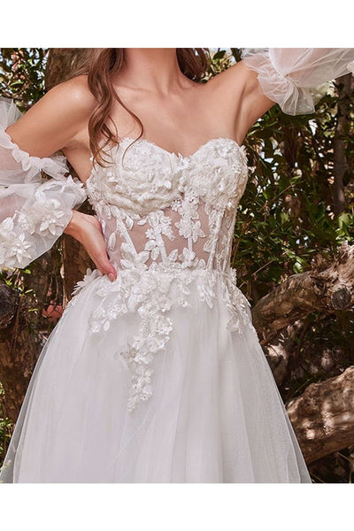 Cinderella Divine CD962WB Floral Corset Wedding Gown - Dress