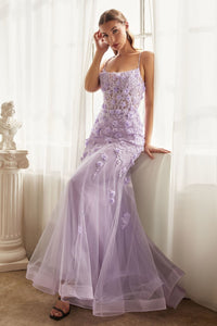 LA Merchandise LARCD995 3D Floral Mermaid Formal Corset Prom Dress - LAVENDER / 2 - Dress