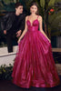 Cinderella Divine CD996 Glitter A-line Dual Straps Pageant Formal Gown - FUCHSIA / 2 - Dress
