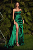 Cinderella Divine CDS411 Strapless Satin Pageant Evening Dress - EMERALD GREEN / 2 - Dress