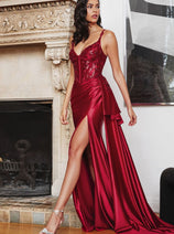 Cinderella Divine CDS418 Bustier Satin Prom Dress