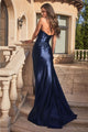 Cinderella Divine CDS441 Strapless Satin Prom Long Dress - Dress