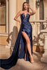 Cinderella Divine CDS441 Strapless Satin Prom Long Dress - NAVY / 2 - Dress