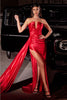 Cinderella Divine CDS441 Strapless Satin Prom Long Dress - RED / 2 - Dress
