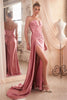Cinderella Divine CDS441 Strapless Satin Prom Long Dress - ROSE PINK / 2 - Dress