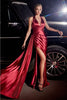 Cinderella Divine CH079 Sexy Halter Neck Stunning Satin Formal Dress - BURGUNDY / XS - Dress