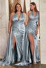 Cinderella Divine CH079 Sexy Halter Neck Stunning Satin Formal Dress - DUSTY BLUE / XS - Dress
