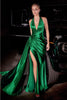 Cinderella Divine CH079 Sexy Halter Neck Stunning Satin Formal Dress - EMERALD / XS - Dress