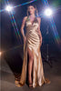 Cinderella Divine CH079 Sexy Halter Neck Stunning Satin Formal Dress - GOLD / XS - Dress
