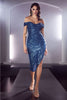 Cinderella Divine CH190C Cowl Neck Plus Size Short Formal Dress - LAPIS BLUE / XL - Dress