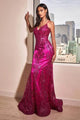 Cinderella Divine - J810 Shimmer Corset Bodice Mermaid Junior Prom Gown - Magenta / 2 - Prom Dress
