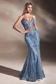 Cinderella Divine - J810 Shimmer Corset Bodice Mermaid Junior Prom Gown - Paris Blue / 2 - Prom Dress