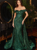 Cinderella Divine J836 Prom Glitter Dress With Train