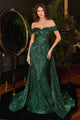 Cinderella Divine J836 Prom Glitter Dress With Train - EMERALD GREEN / 6 - Dress