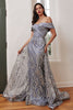 Cinderella Divine J836 Prom Glitter Dress With Train - SMOKY BLUE / 6 - Dress