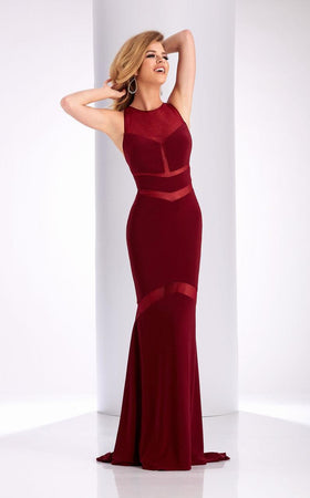 Clarisse 3043 Sheath Illusion One-Of-A-Kind Floor-Length Mesh Dress