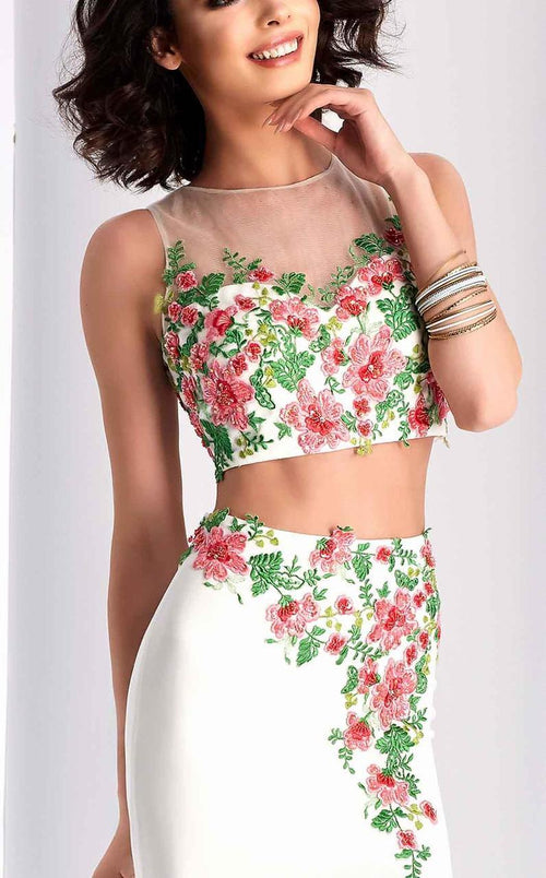 Clarisse - 3056 Floral Illusion Jewel Sheath Dress Special Occasion Dress