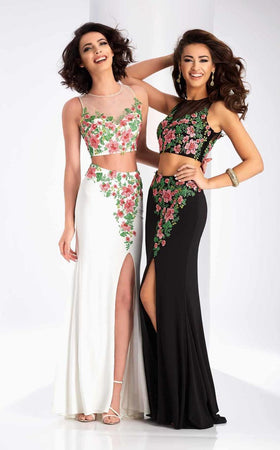 Clarisse 3056 Sheath Sweetheart Slit Embroidered Blend Dress