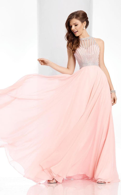 Clarisse - 3068 Radiating Stripe Illusion Gown Special Occasion Dress