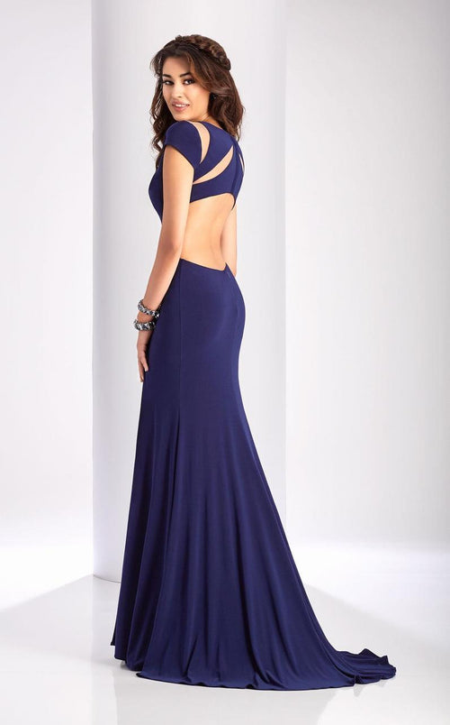 Clarisse 3089 Evening A-Line Slit Floor-Length Blend Dress