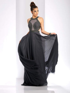 Clarisse 3412 Evening Elegant Formal Halter Floor-Length Chiffon Dress