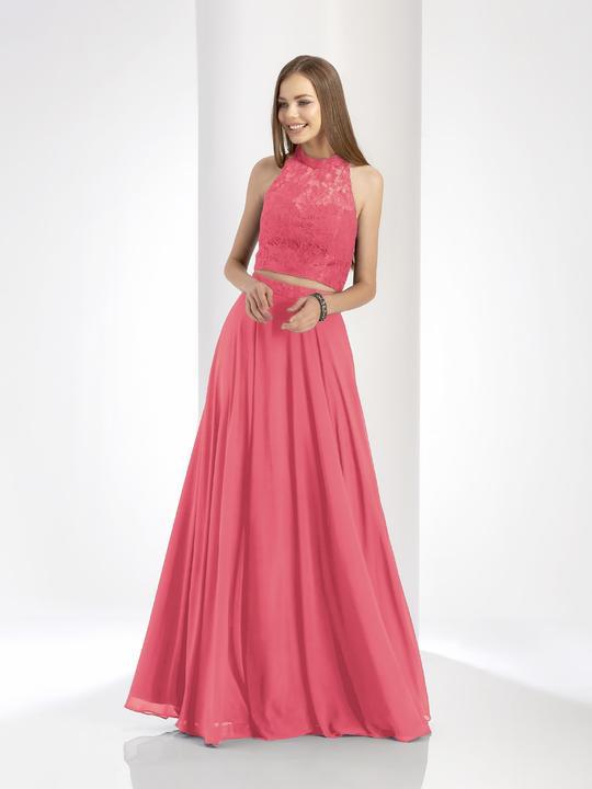 Clarisse 3427 Formal A-Line Halter Lace Floor-Length Chiffon Dress