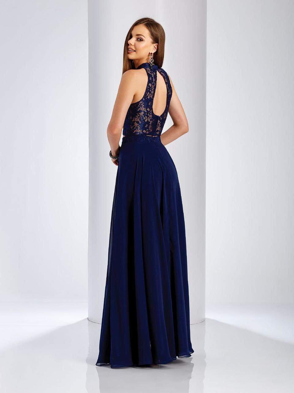 Clarisse 3427 Formal A-Line Halter Lace Floor-Length Chiffon Dress
