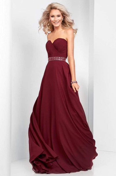 Clarisse 3428 A-Line Strapless Beaded Lace Floor-Length Chiffon Dress
