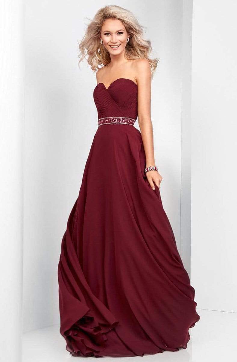 Clarisse 3428 A-Line Strapless Beaded Lace Floor-Length Chiffon Dress