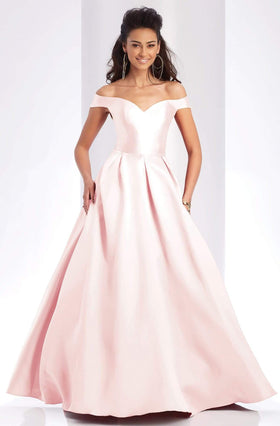 Clarisse 3442 Off-Shoulder Mikado Ball Gown with Lace-Up Back