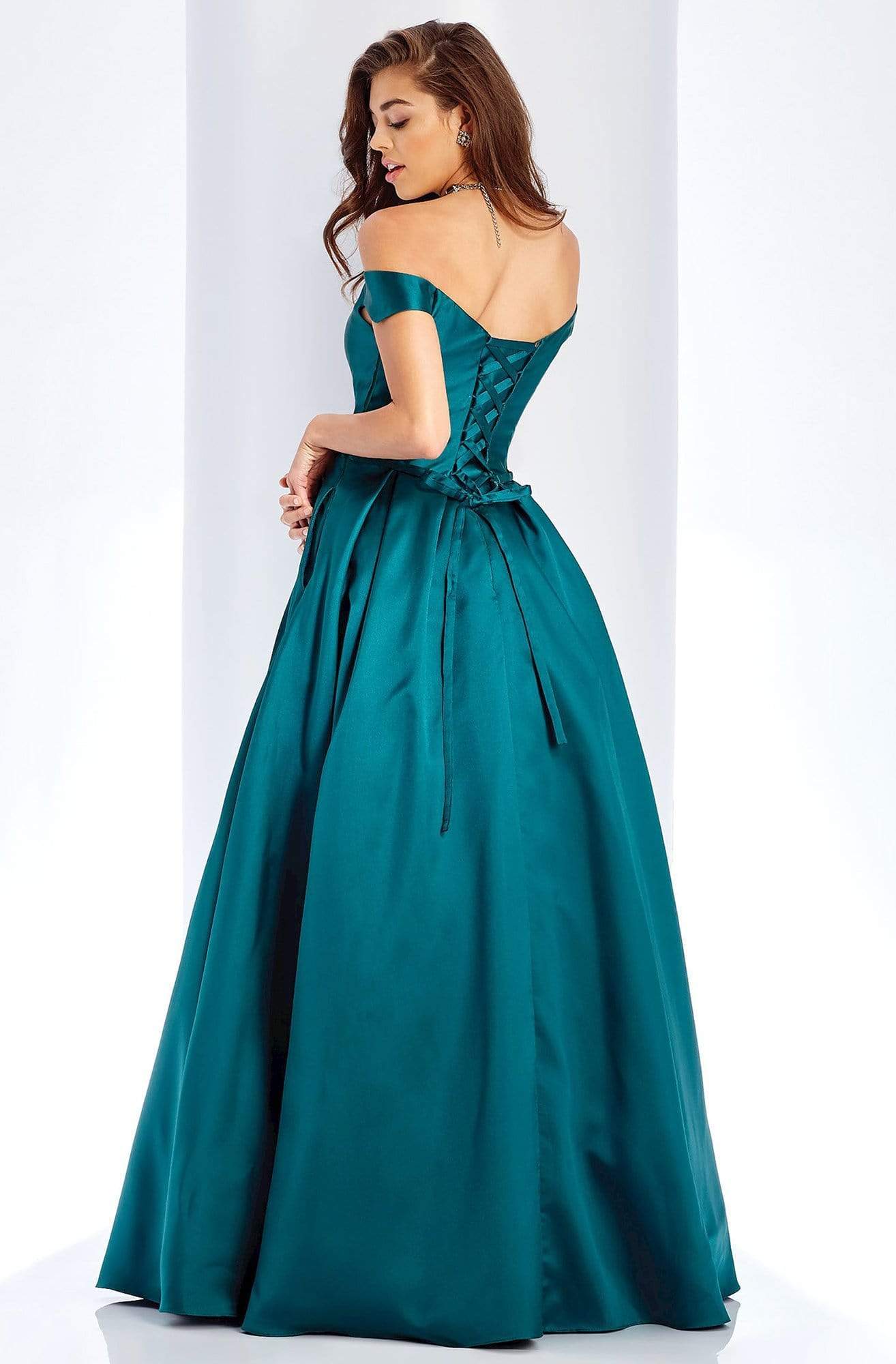 Clarisse 3442 A-Line Off-Shoulder Lace Corset One-Of-A-Kind Lace Dress