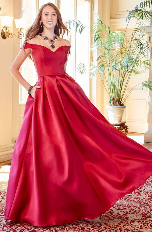 Clarisse 3442 A-Line Off-Shoulder Lace Corset One-Of-A-Kind Lace Dress