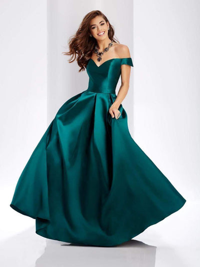 Clarisse 3442 Off-Shoulder Lace Corset Floor-Length Lace Dress