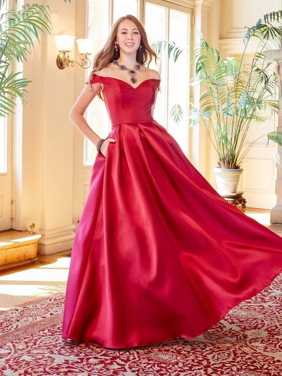 Clarisse 3442 Off-Shoulder Lace Corset Floor-Length Lace Dress